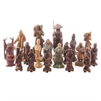18 assorted wood and composition figures