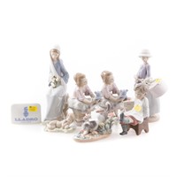 Eight Lladro porcelain figures