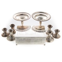 Nine sterling & silver-plated objects