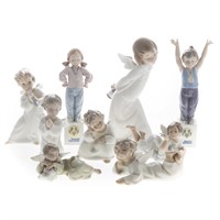 Nine Lladro porcelain figures