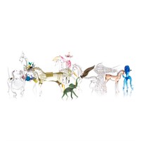 Assortment of glass animals and decorations