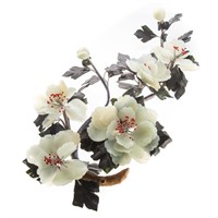 Chinese carved hardstone floral branch