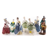 Seven Royal Doulton china figures