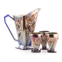 Finnish carnival glass cold drink set