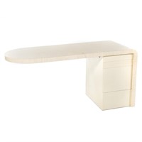 Contemporary faux bone veneer and lacquered desk