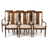 Six Thomasville contemporary walnut dining chairs