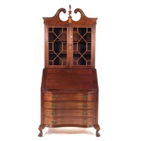 Chippendale style mahogany secretary bookcase