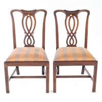 Pair of Chippendale style mahogany side chairs