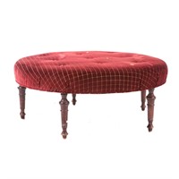 Contemporary stained wood upholstered ottoman