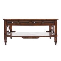 Hickory White stained wood two-tier coffee table