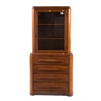 Art Deco style oak and glass panel cabinet