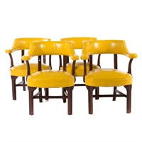 Set of four mahogany upholstered captain's chairs