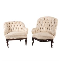 Two leatherette upholstered armchairs