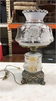Vintage ornate floral glass lamp