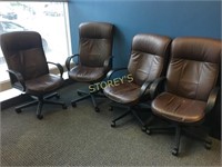 Brown Leather Office Chair - Worn