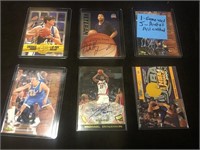 5 AUTOS AND 1 GAME USED BASKETBALL