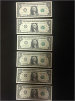 6-$1 SEQUENTIAL 2013 BILLS