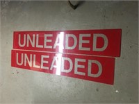 2 PLASTIC UNLEADED SIGNS