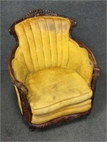 Upholstered Carved Parlor Chair w/Animal Feet