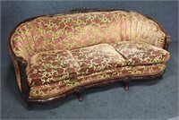 Carved Wood Floral Upholstered Parlor Sofa