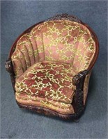 Upholstered Carved Wood Parlor Chair