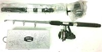 (2) Telescoping Spinner Rods & Tackle Box