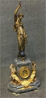 French Onyx Gilt Bronze 3 Piece Marble Clock