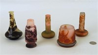Five Small Emile Galle Cameo Art Glass Vases