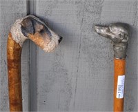 Two Dogs Head Form Canes