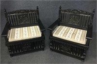 Black Baroque Style Sitting Chairs with Pads