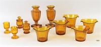 Group Amber Cut Glass Items