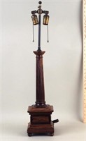 Carved Classical Style Wood Column Form Lamp