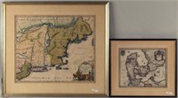 Two Early Framed Hand Colored Maps