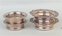 Two Pair Silverplate Bottle Coasters