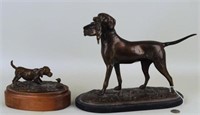 Two Bronze Dog Sculptures