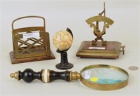 Group Four Brass & Wood Desk Items