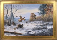 David Maas "Winter Scene With Ruffed Grouse" O/B