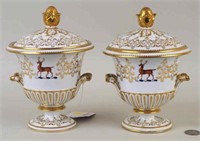 Pair Chamberlain Worcester Covered Serving Dishes