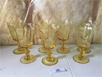 Set of 7 Lenox Antique Yellow Water Glasses