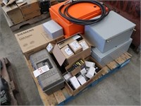 LOT, ASSORTED ELECTRICAL BOXES & ACCESSORIES