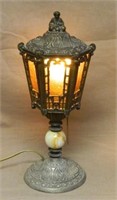 Onyx Accented Lantern Form Table Lamp.