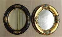 Gilt Accented Oval Wall Mirrors.