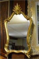 Feather Crowned Gilt Framed Mirror.  27" tall.