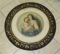 Hand Colored Madonna and Child Picture.