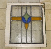 Stained Leaded Glass Window.  24"T x 21"W.