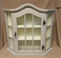 Painted Wooden Hanging Display Cabinet. 24" tall.