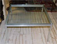Modern Glass and Stainless Steel Coffee Table.