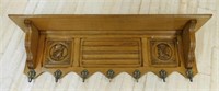 Dutch Portrait Carved Oak Wall Rack.