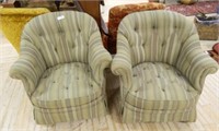 Tufted Upholstered Chairs. 2 pc.  [fabric wear]