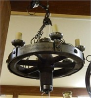 Rustic Wooden Wheel Light Fixture. European wired.